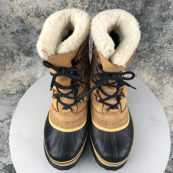 Sorel CANADA Mens Size 6 Caribou Brown Black Insulated Lace-Up Winter Snow Boots - Picture 3 of 16